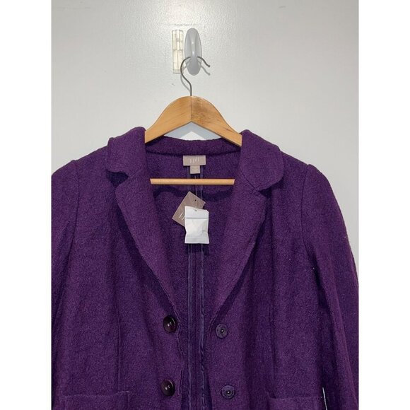 NWT J.Jill Purple Wool-Blend Double-Breasted Outdoor Blazer Jacket Women's Size - Picture 3 of 8